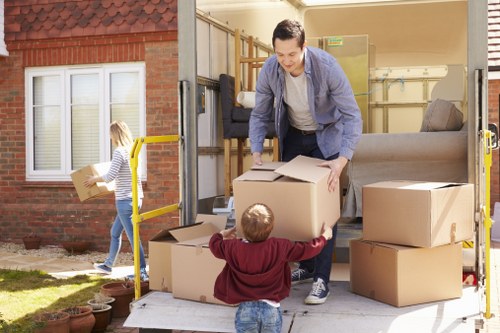 Furniture and boxes being prepared for a Selhurst apartment relocation