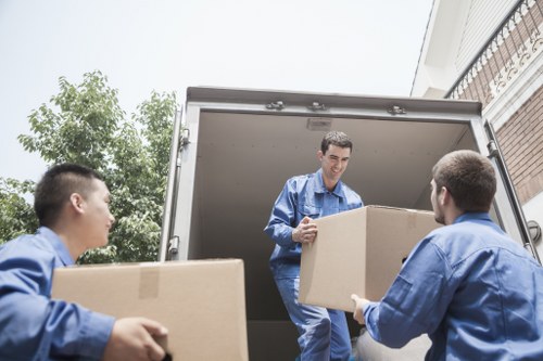Carefully packed boxes and furniture ready for secure storage