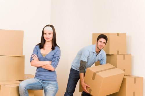 Packed moving boxes ready for local removals in Selhurst