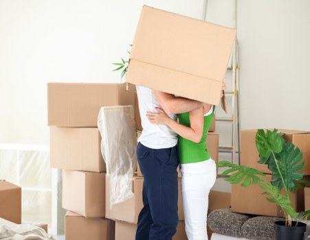 Packed office boxes and furniture ready for Selhurst business move
